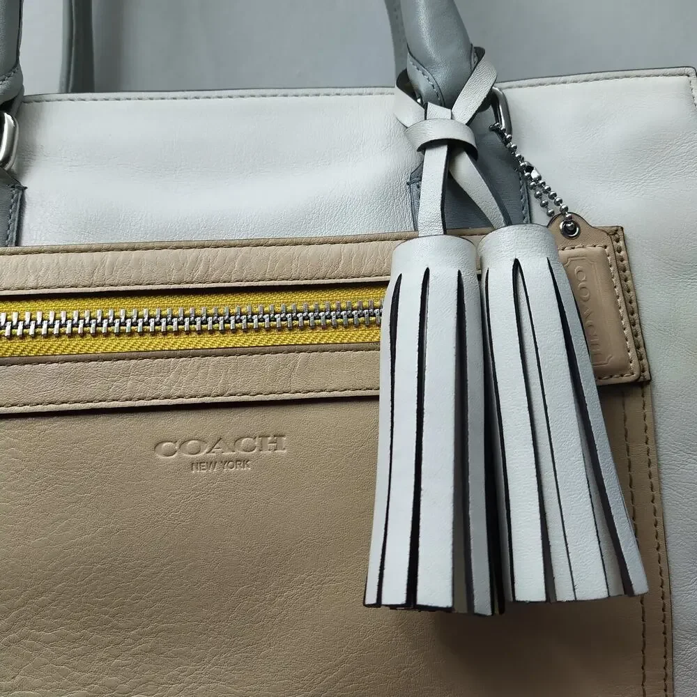 Coach Legacy Colorblock Candace Cream Leather Carryall Satchel Shoulder Bag